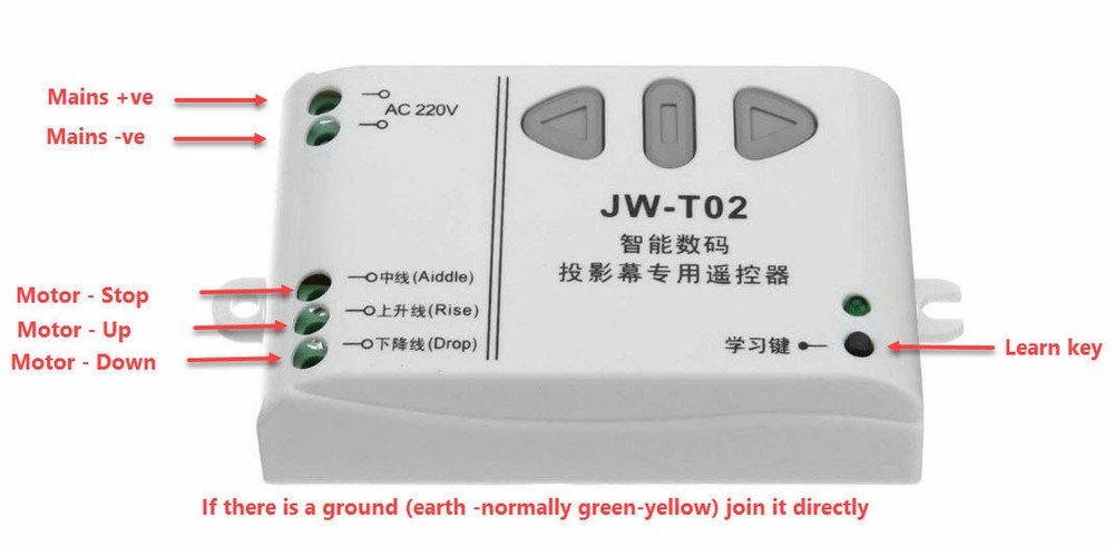 Projector Screen Curtain Wireless RF Remote Control UP DOWN Switch Blind Motoris