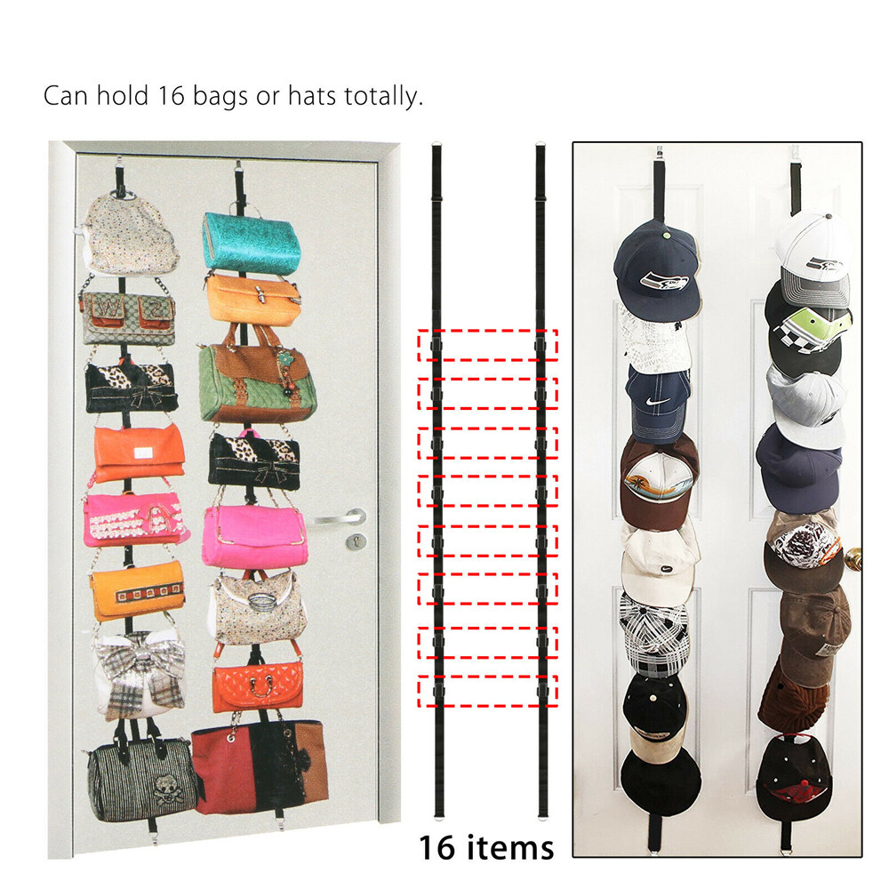 Baseball Cap Hat Rack Wall Door Hanger Holder Storage Organizer 16 Hooks