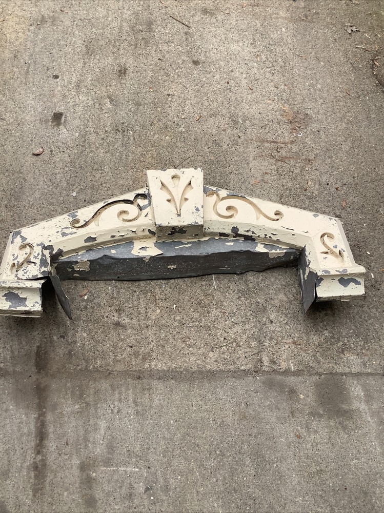 Antique  Window Door Pediment Header Vtg Architectural #4