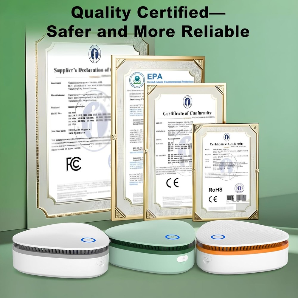Touch Control Portable Ozone Machine - 500 Sq Ft Odor Remover, Certified
