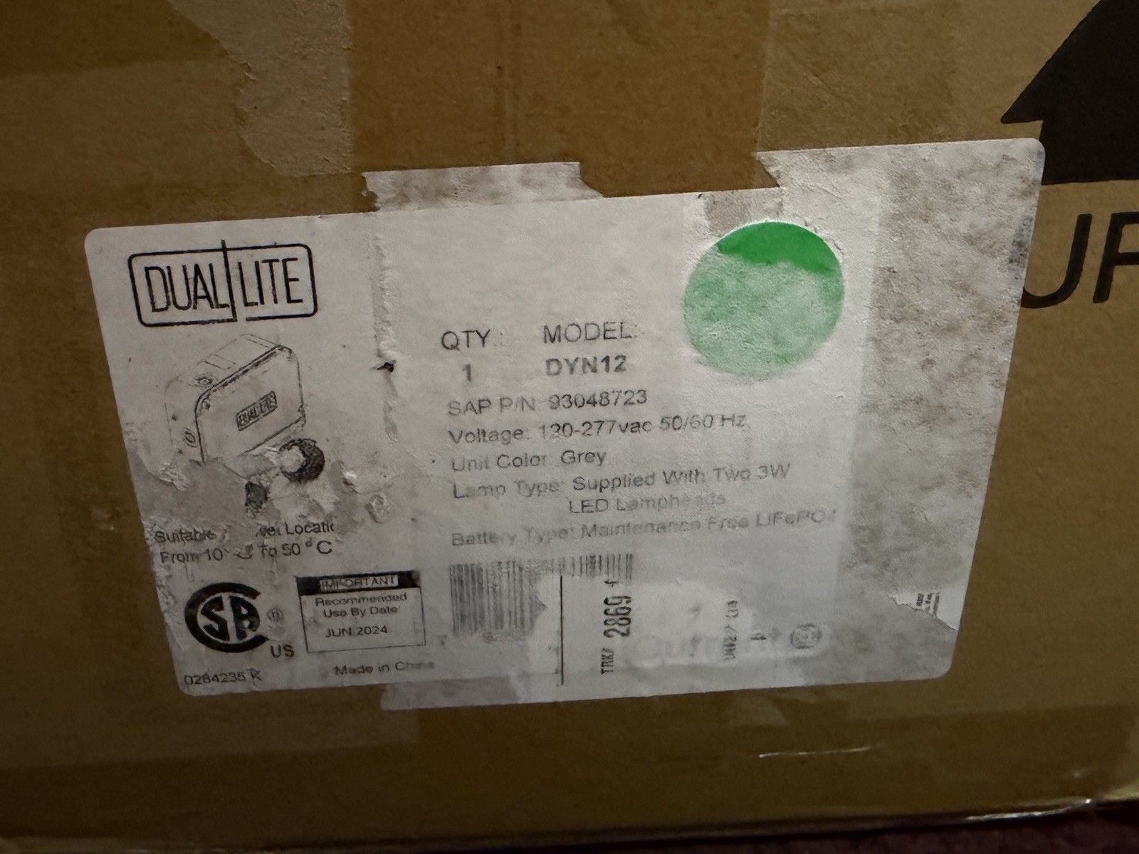 Dual-Lite Dyn12 Emergency Light, 120/277V Input, 9-7/8" W NEW OPEN BOX