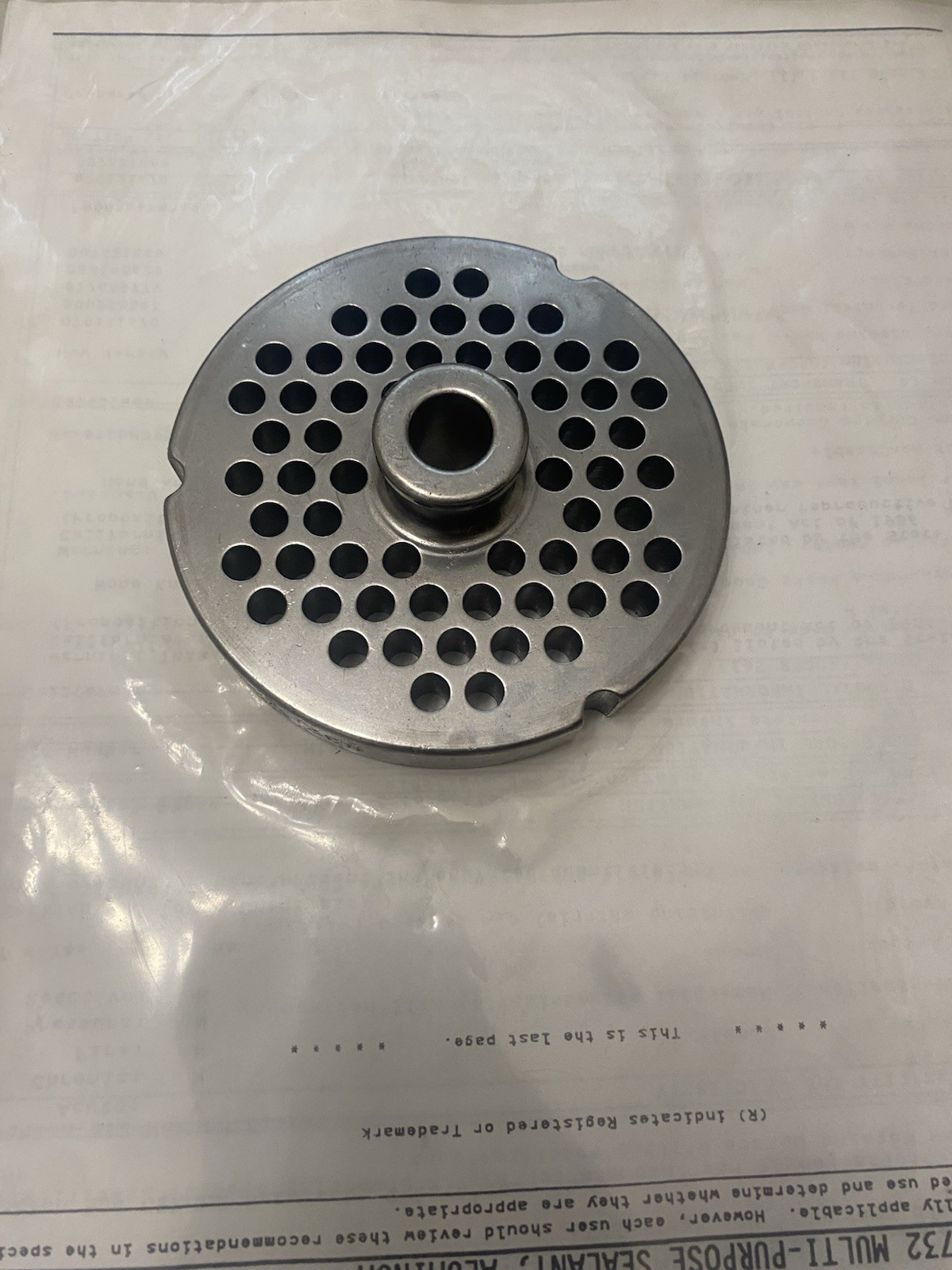 #32 Meat Grinder Plate, Hubbed, 15 mm Width, D2 Steel (1/4 Inch)