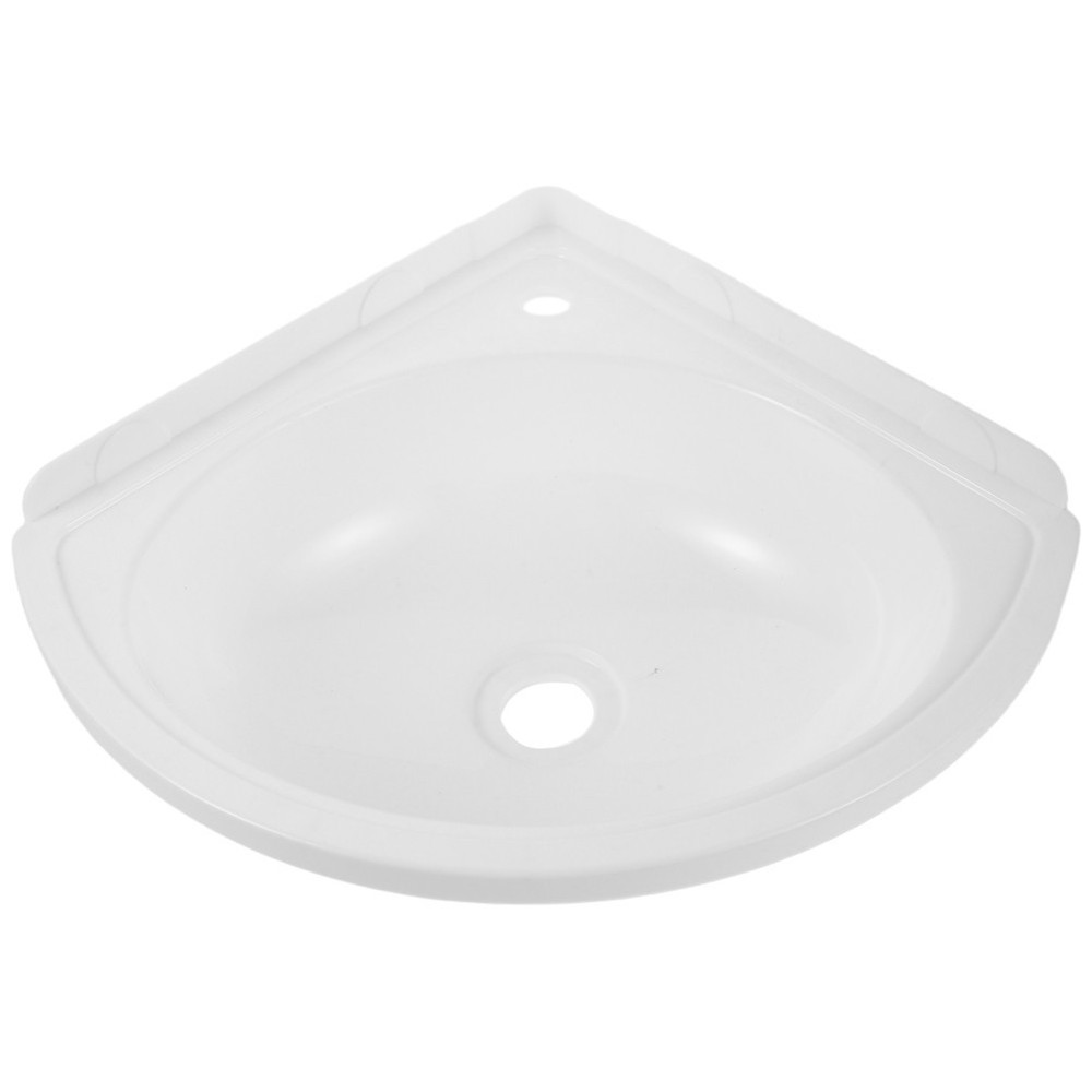 Corner Wall Mounted Bathroom Sink White Plastic Triangular Vessel Basin
