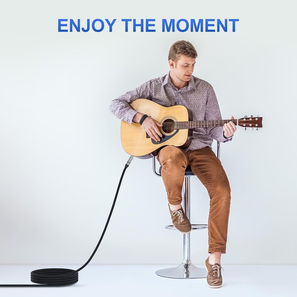 2 Pack Premium TRS Cable 10FT, 1/4 Inch Cable- 10 FT, Braid Black Grey