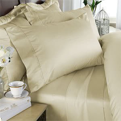 King Size Cream Solid 4 Piece Sheet Set 1000 Thread Count 100% Egyptian Cotton