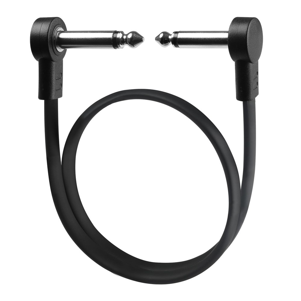18 Inch Guitar Patch Cables, 1/4" TS Right Angle Effect Pedal Flat Cables Black