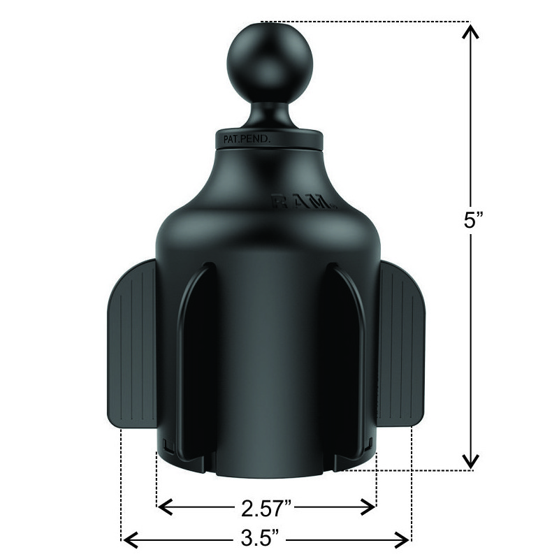 RAM Stubby Vehicle Cup Holder Mount with Medium Length Double Socket Arm