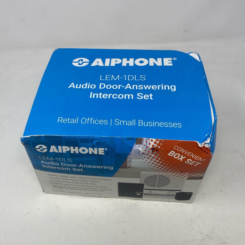 Aiphone LEM-1DLS Audio Door Intercom Set, White/Silver