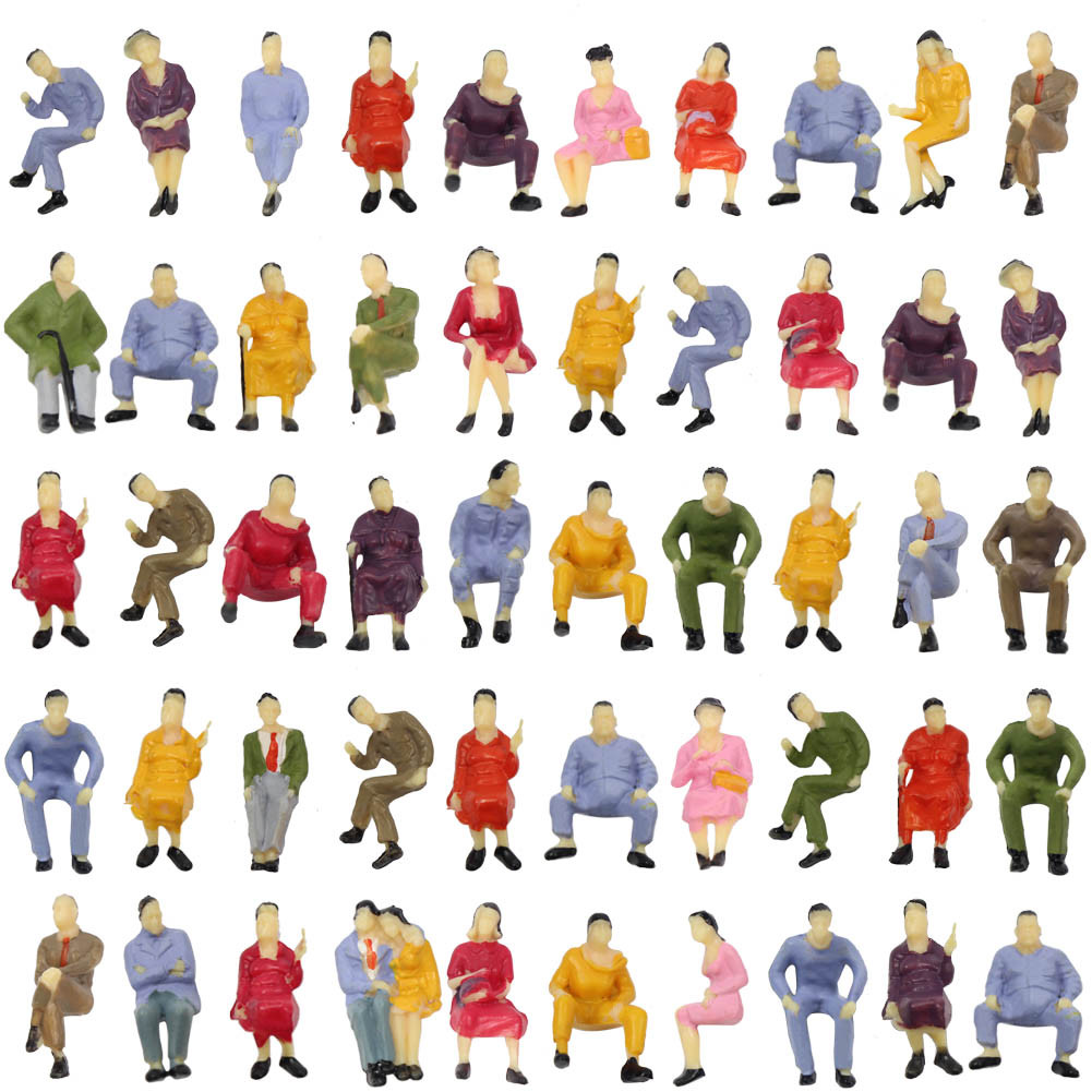 50pcs Model Trains O Scale 1:43 Seated Figures People Passenger Sitting P4302