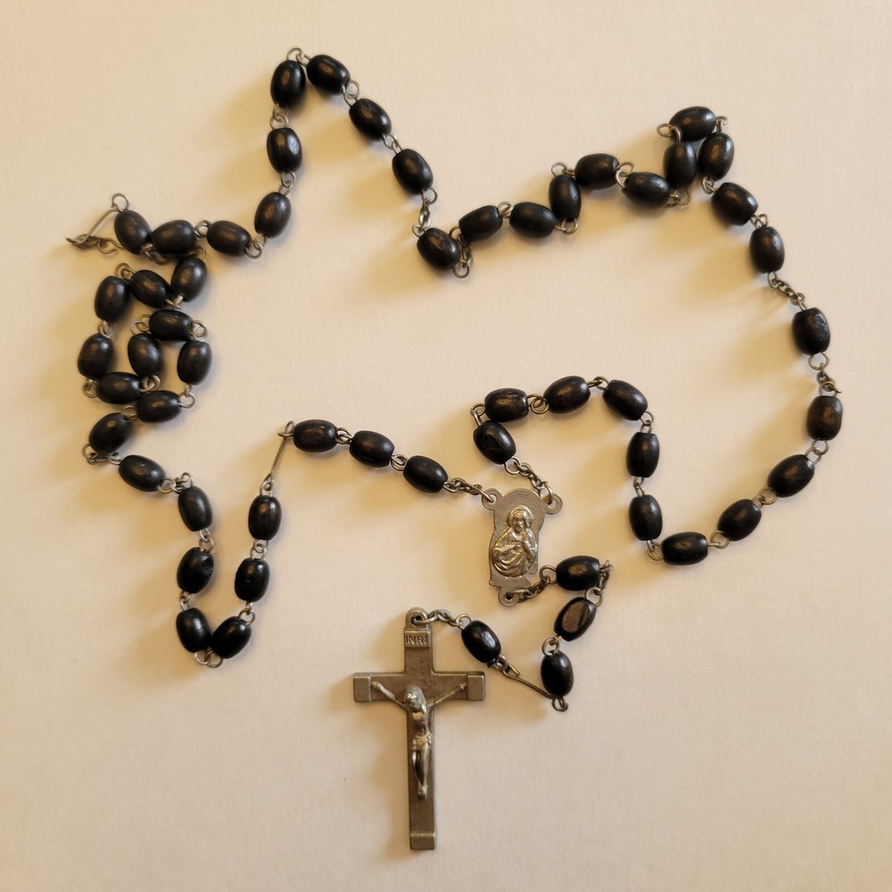 Vintage Black and Silvertone Rosary Older Rosary