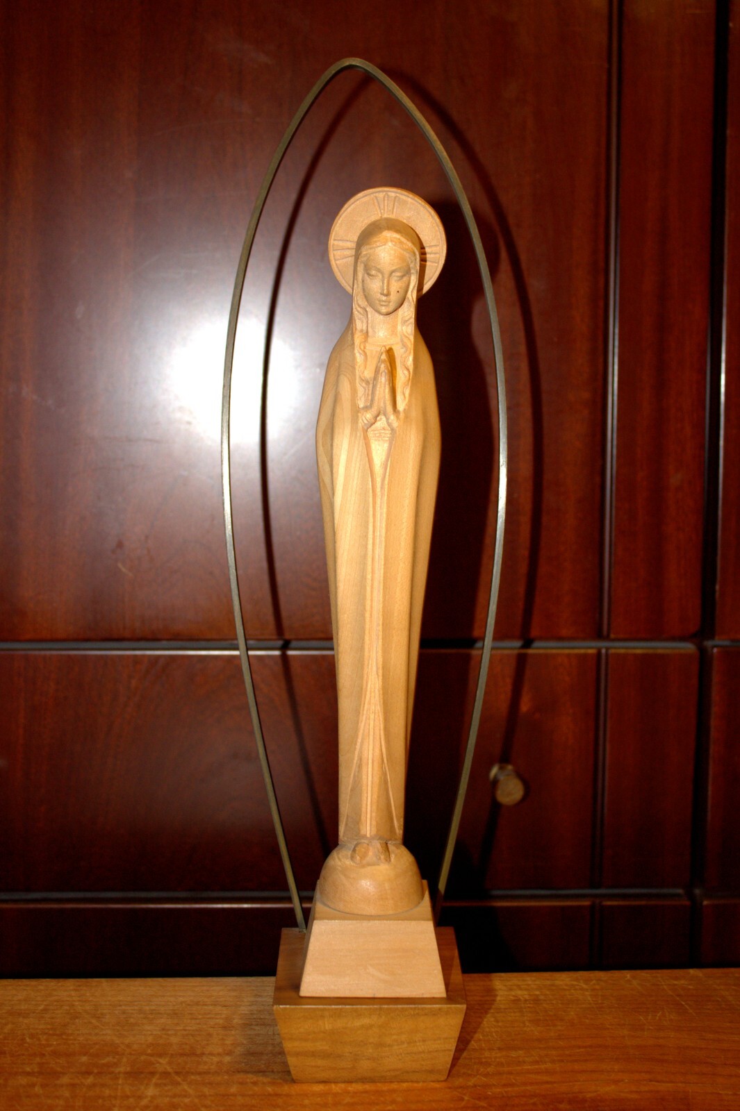 ANTIQUE 12/15" HAND CARVED WOOD CATHOLIC VIRGIN MARY OUR LADY STATUE FIGURE GIFT