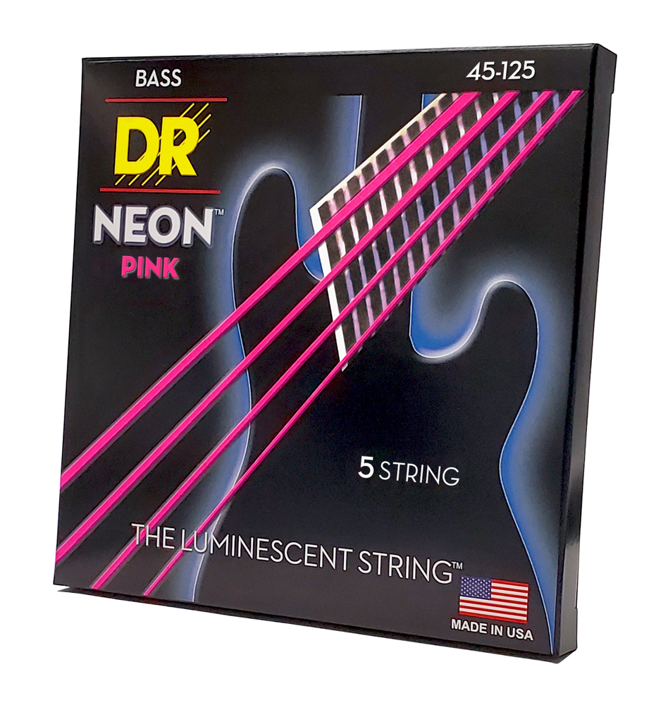 DR Strings Hi-Def Neon Pink Bass Strings 5-String Medium 45-125