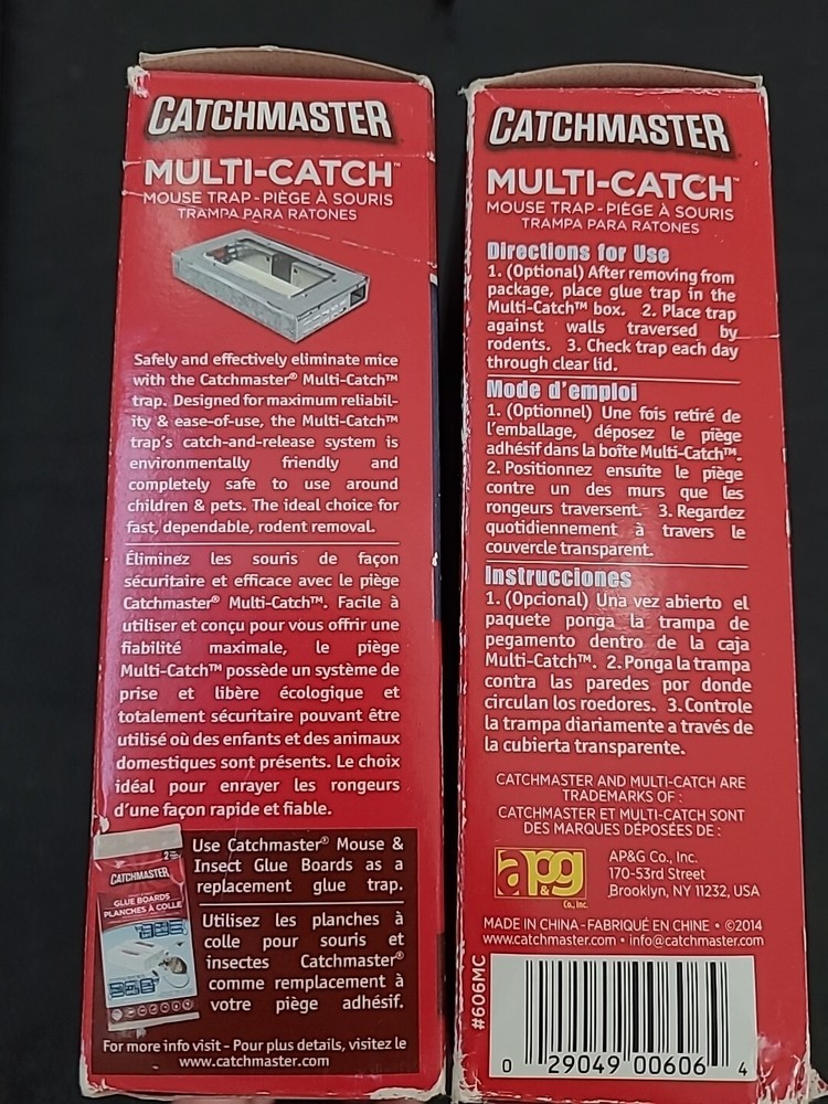 2 X Catchmaster Pro Strength Multi-Catch Mouse Trap #606MC New in Box