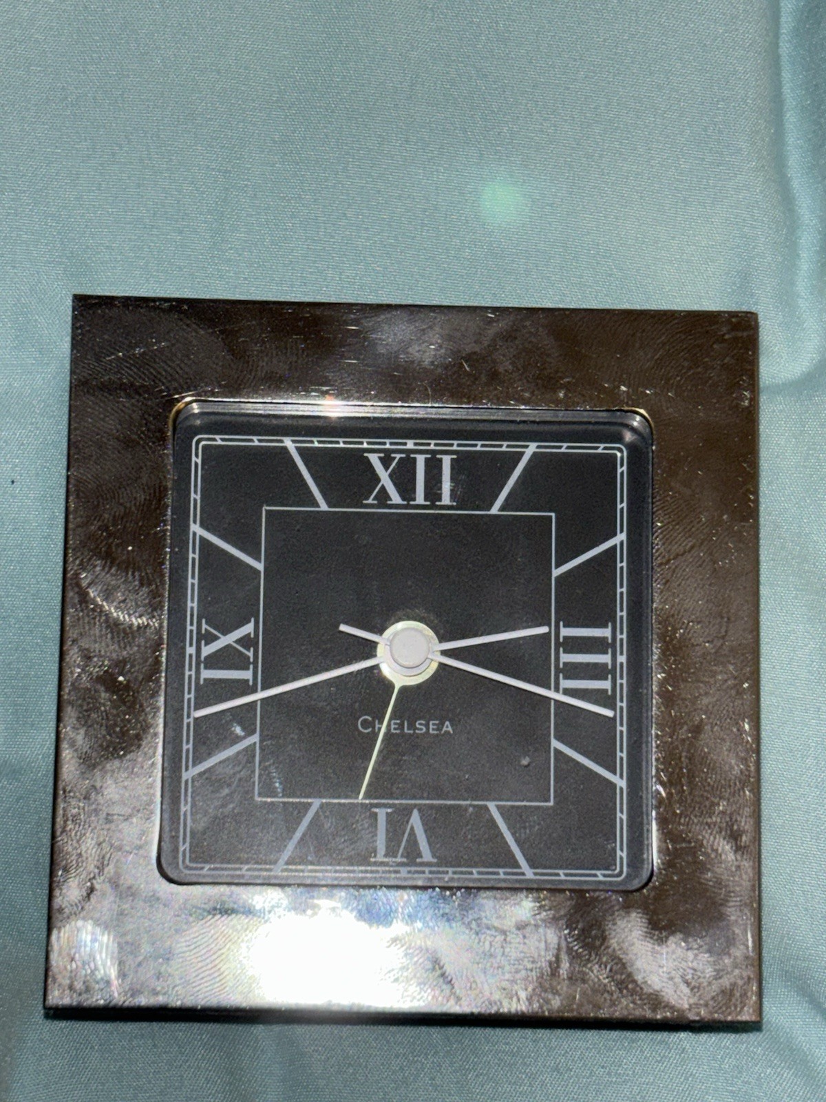 Chelsea Polished Nickle Art Deco Desk Alarm Clock German Quartz Movment 3"