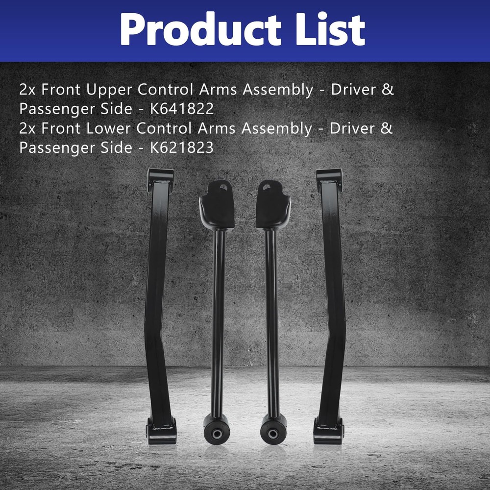 Front Left Right Lower Upper Control Arm 2007-2017 Jeep Wrangler JK 4Pcs
