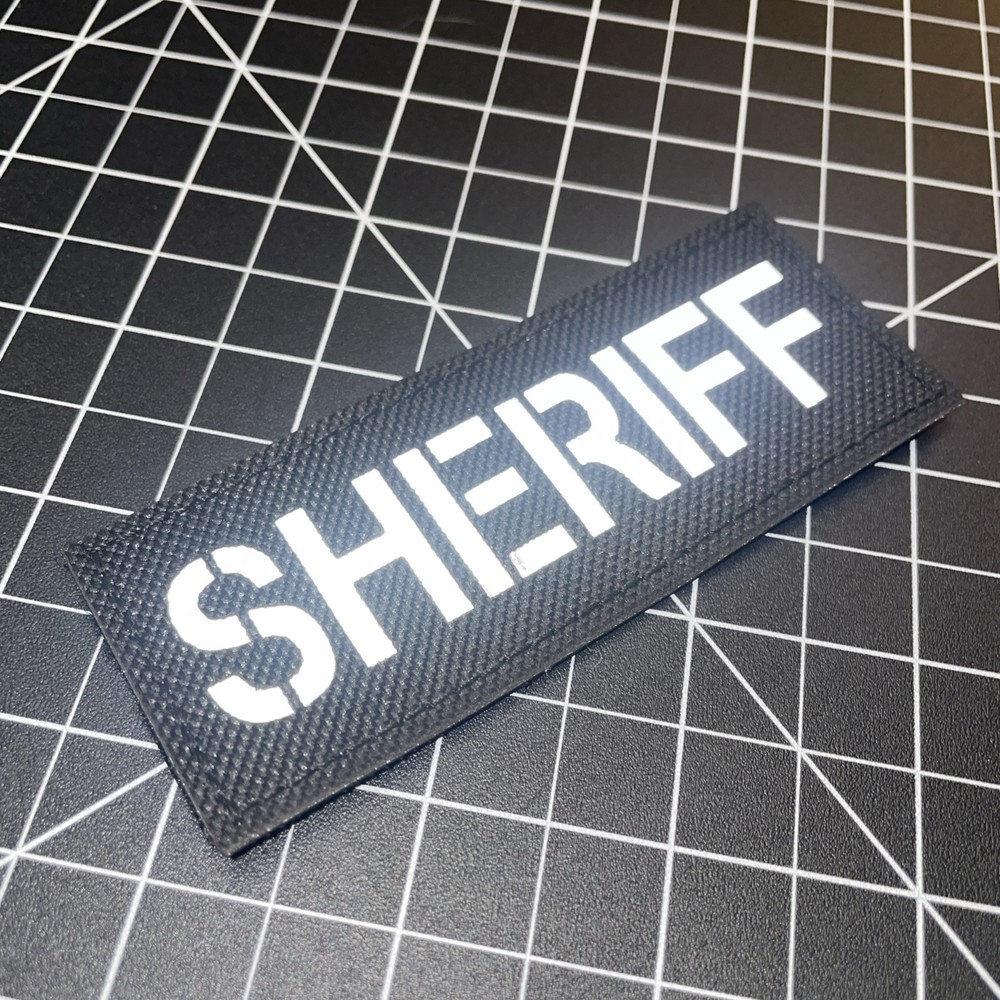 Sheriff IR Infrared Reflective Patch Tactical Police hook Loop Black 4"