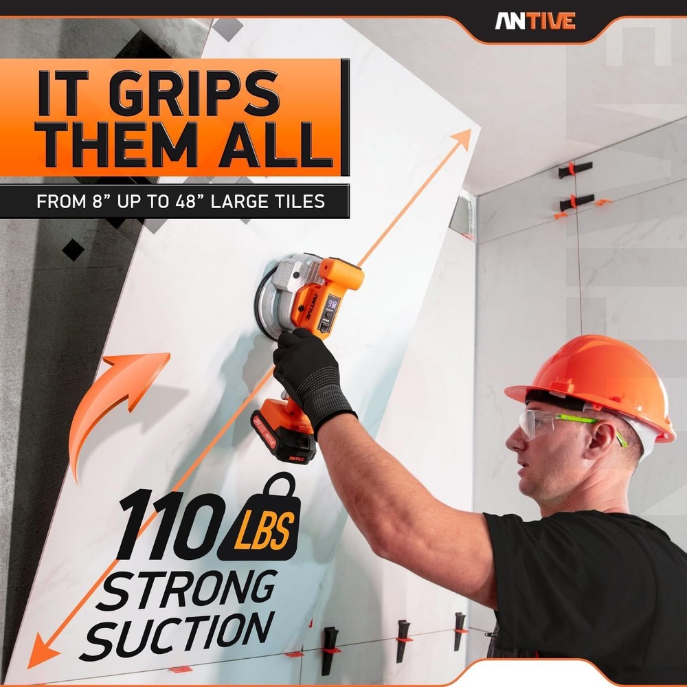 Precision Tile Suction Tool - 20V Ergonomic Vibrator for Flawless Installation