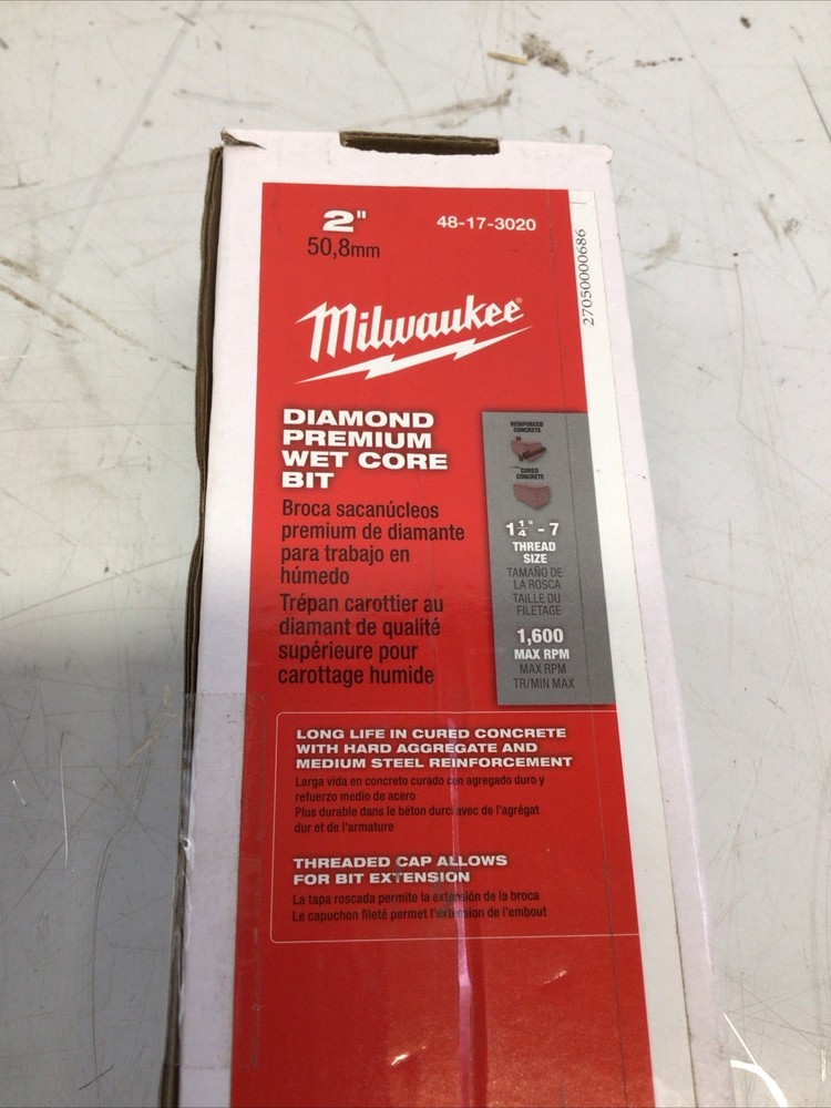 Milwaukee Tool 48-17-3020 2" Diamond Premium Wet Core Bit