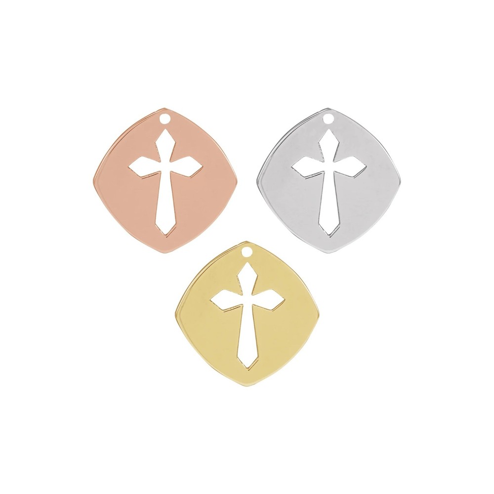 14K Gold, Platinum & Silver Pierced Cross Dangle