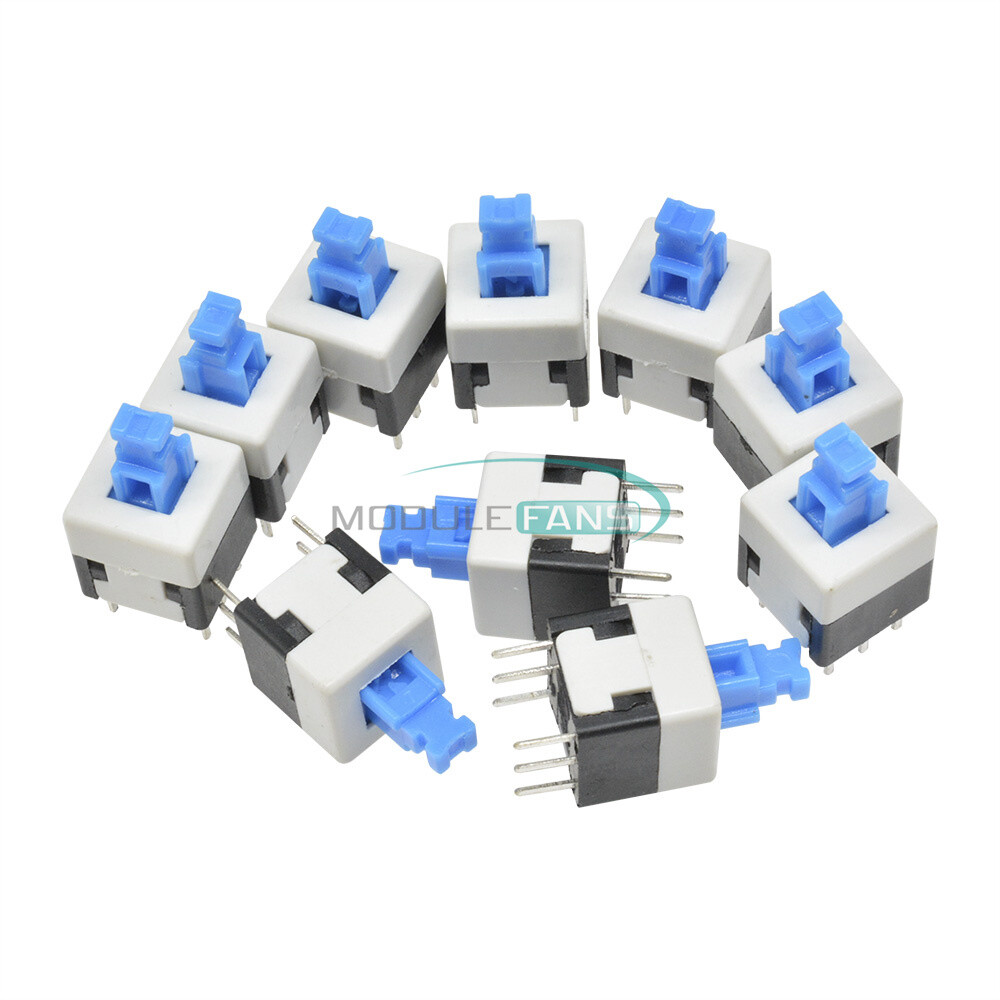 20PCS Blue Cap Self-locking Type Square Blue Button Switch Control 8X8mm