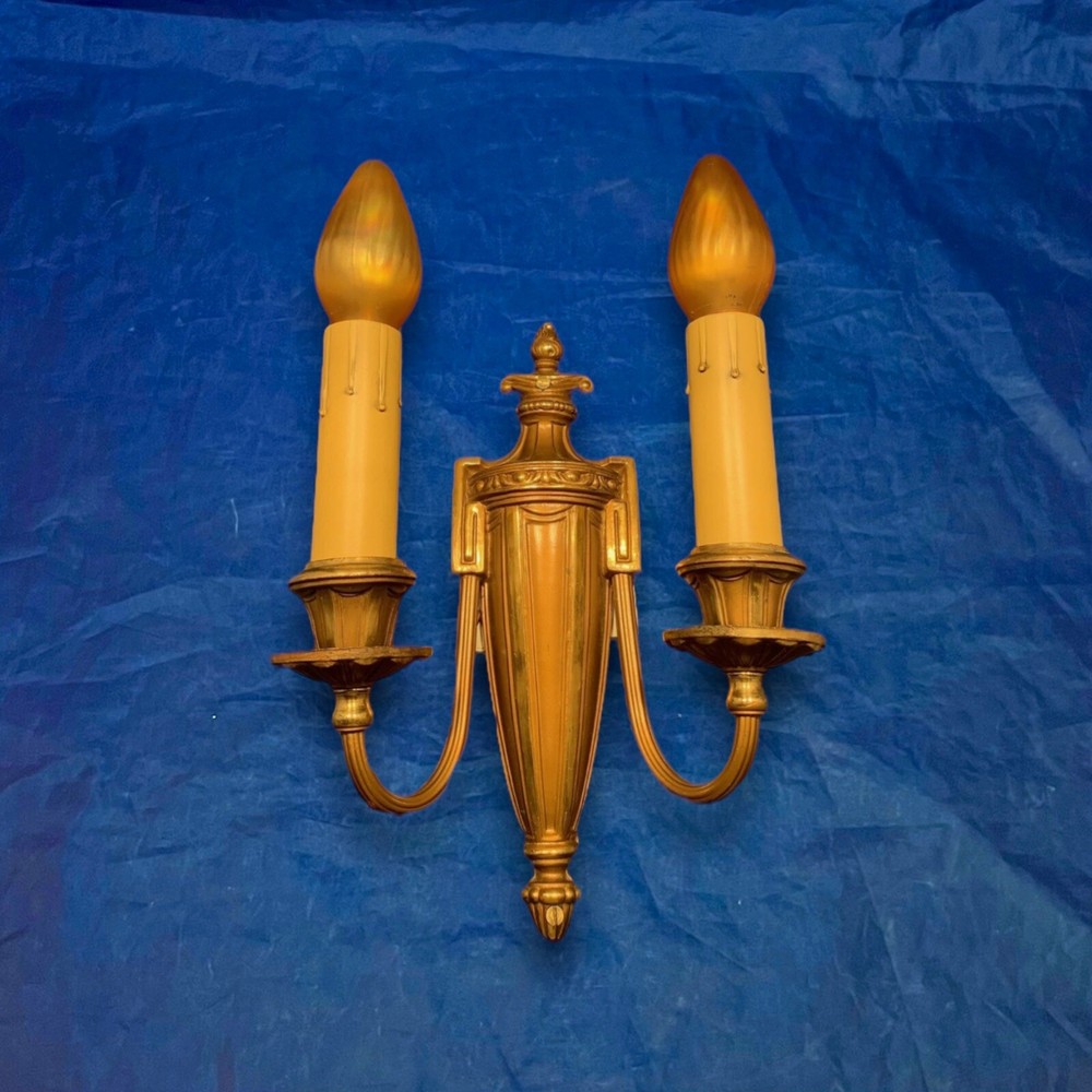 Single Wired Antique Sconce Double Arm Rewired 90E