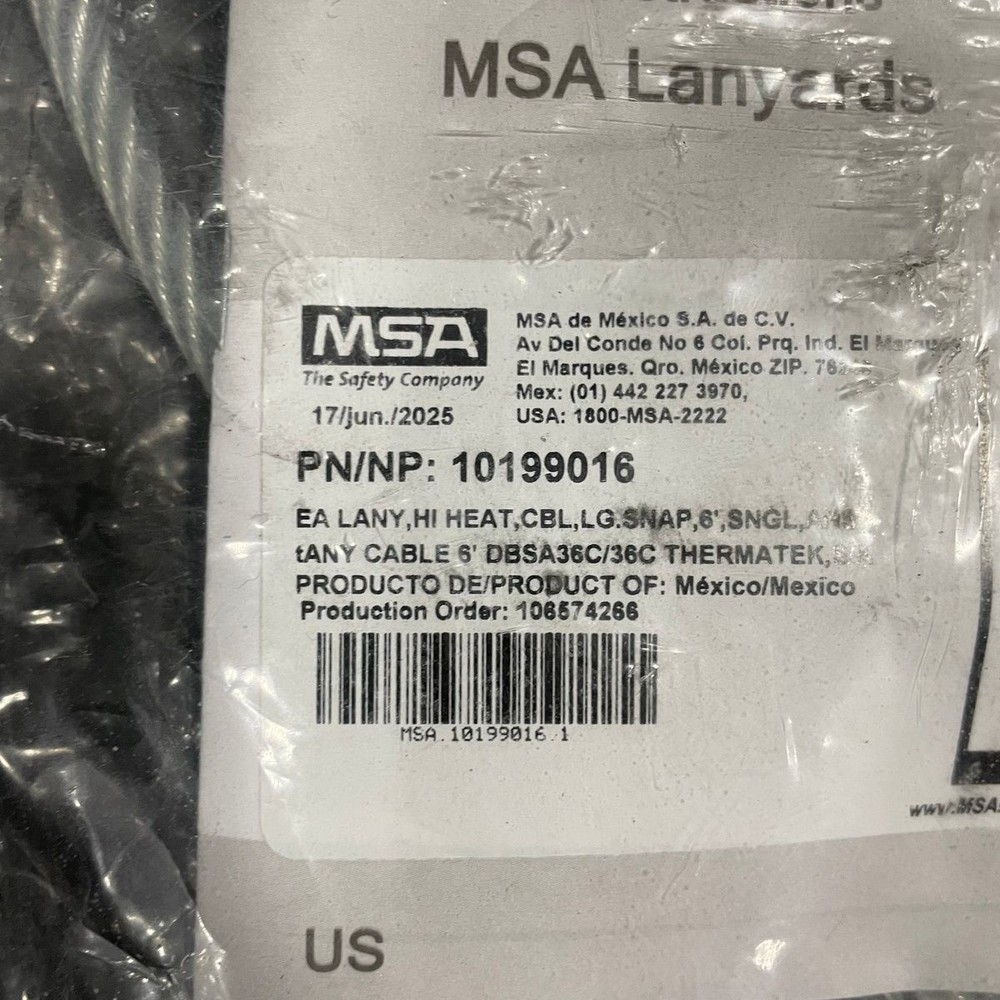 MSA 10199016 V-SHOCK Fall Protector, 6 ft, Gray