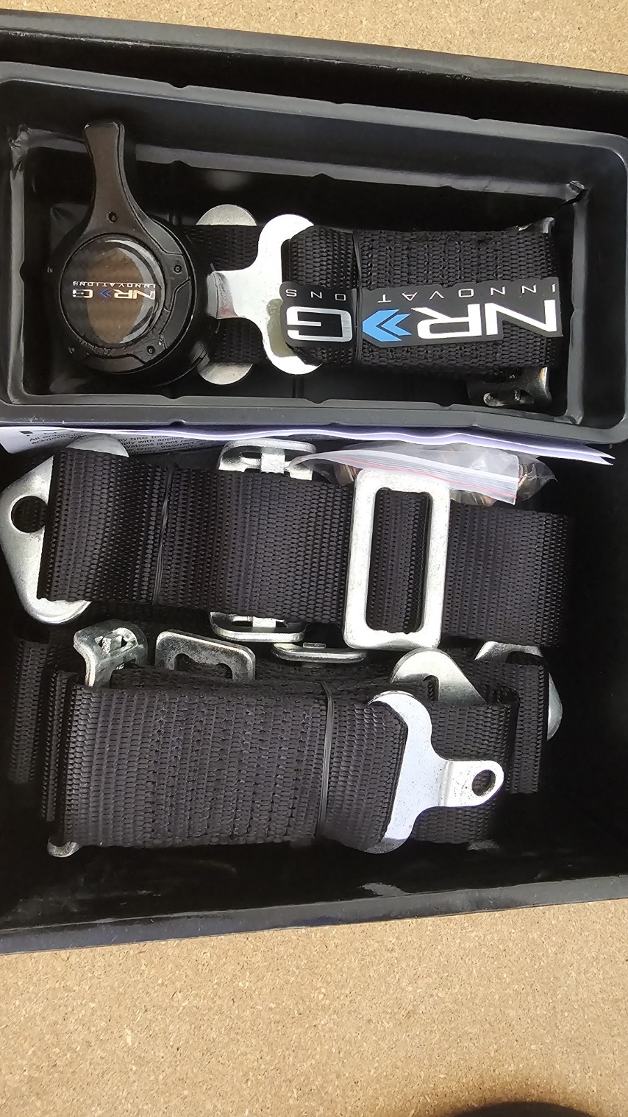 NRG Seat Belt 4 Point Safety Harness Kit Cam Lock Black (Pair)