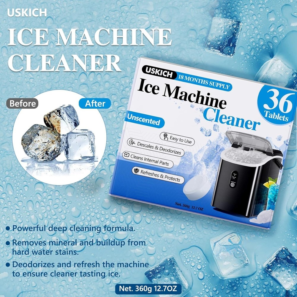 All-in-One Ice Maker Cleaning Tablets, 36 Pack - Easy, Effective Maintenance