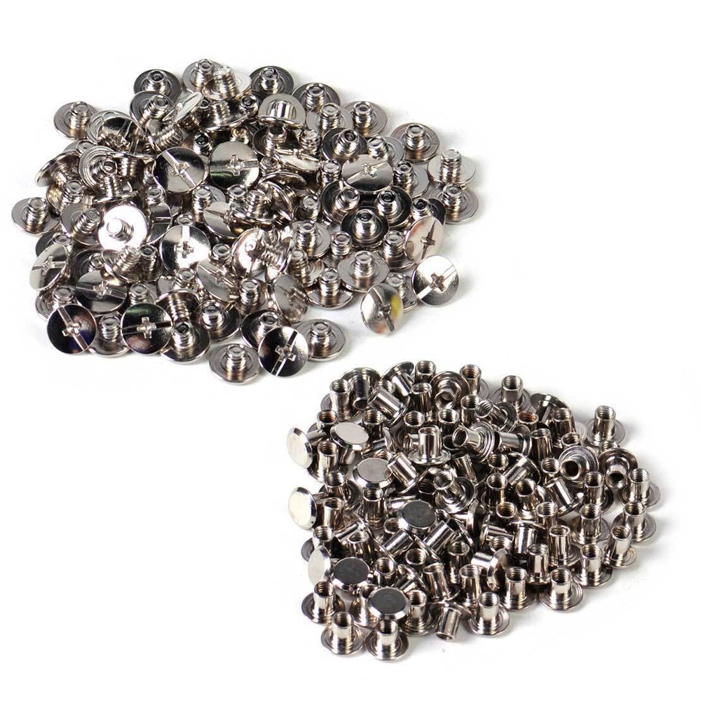 100Pcs Solid Binding Screw Stud Button Nail Rivets Leather Craft Belt Bag Wallet