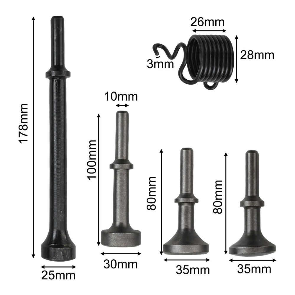 5pcs Air Hammer Tool Set Including Spring and Multiple Bits for Precision Work