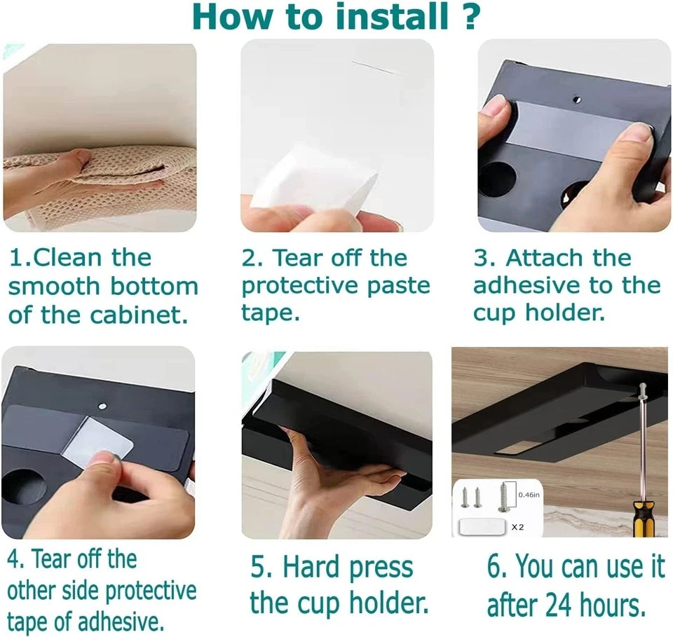 2Pack Wine Glass Holder under Shelf or Cabinet Punch Wine Glass Rack Plastic NEW