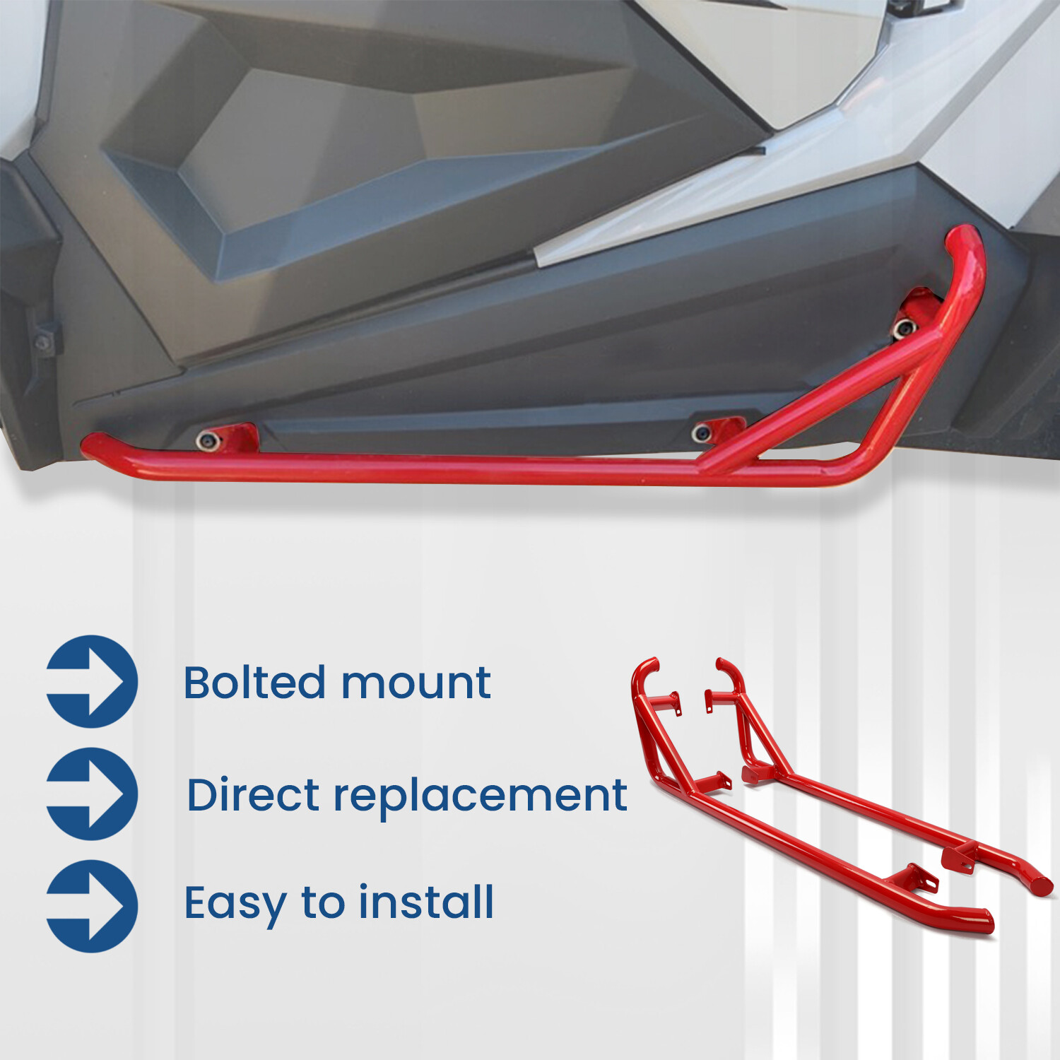 Side Steps Nerf Bars Rock Slider For 14-22 Polaris RZR XP 900 1000 Trail 2Dr RED