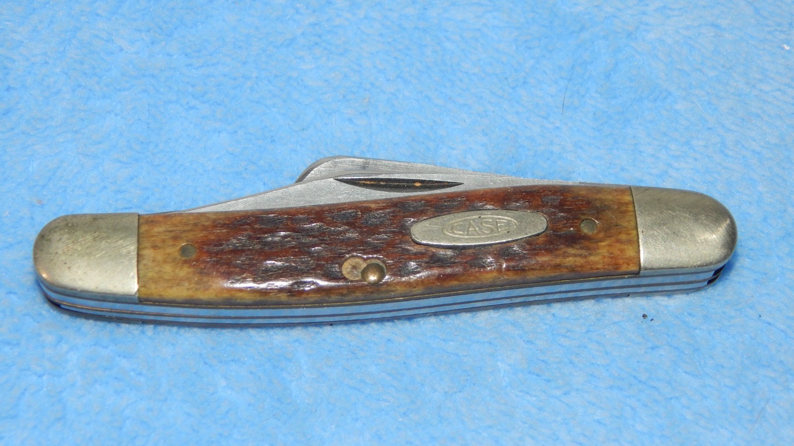 Vintage Case XX 6347 HP SSP 2 Blade Brown Bone Folding Pocket Knife Broken