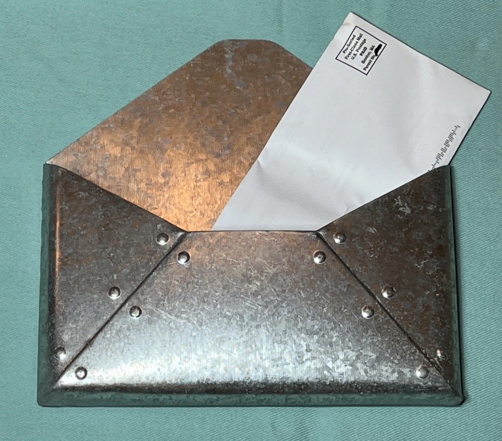 Wall mount metal envelope mail holder galvanized