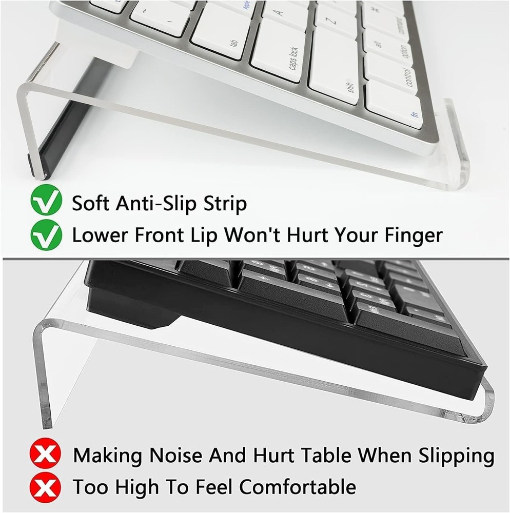 Acrylic Tilted Computer Keyboard Stand for Easy Ergonomic Typing Office Desk