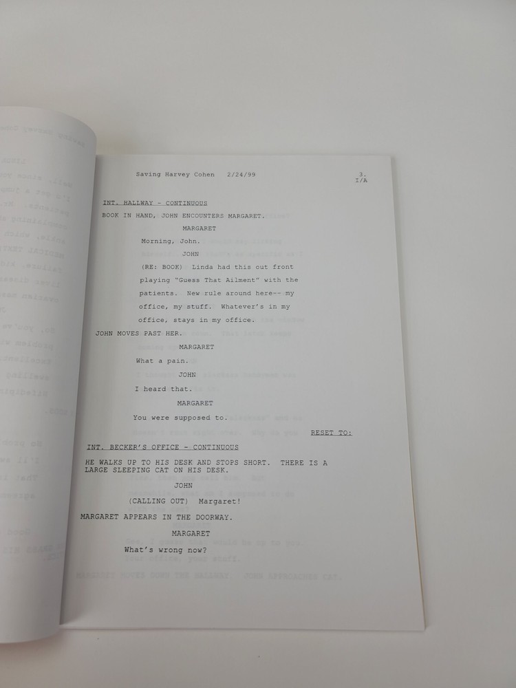 BECKER / Eric Cohen 1999 TV Script, Ted Danson "Saving Harvey Cohen"
