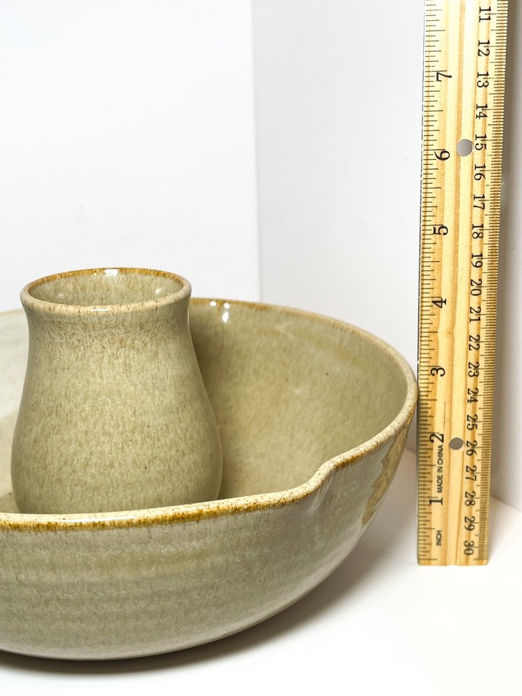 Handmade Studio Pottery Roaster Tan White Neutral