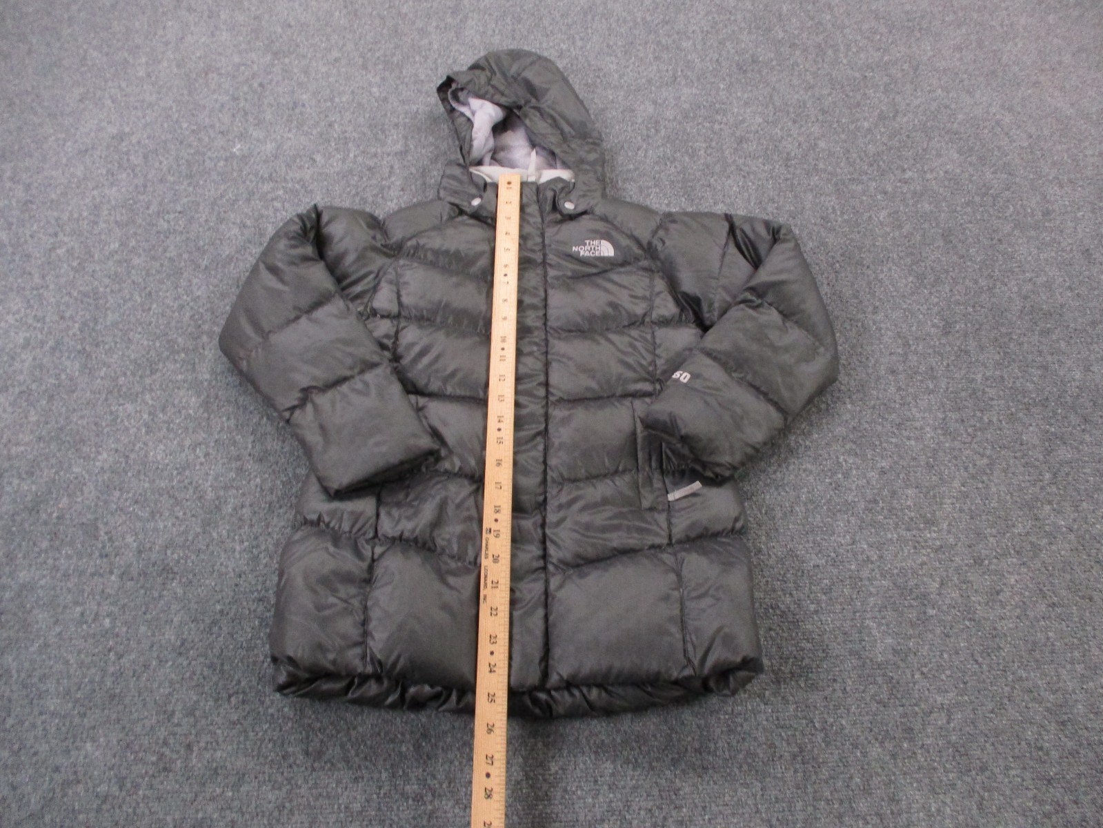 North Face Jacket Girls S 7 Gray Puffer Coat Outdoors Hiking Rain Goose Down 550