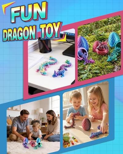 8" 3D Printed Dragon Eggs, Mystery Crystal Dragon Egg for Easter Basket 6 Pack