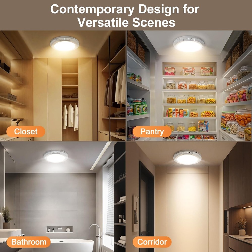 Rechargeable Ceiling Light with Motion Sensor: Battery Operated LED Closet