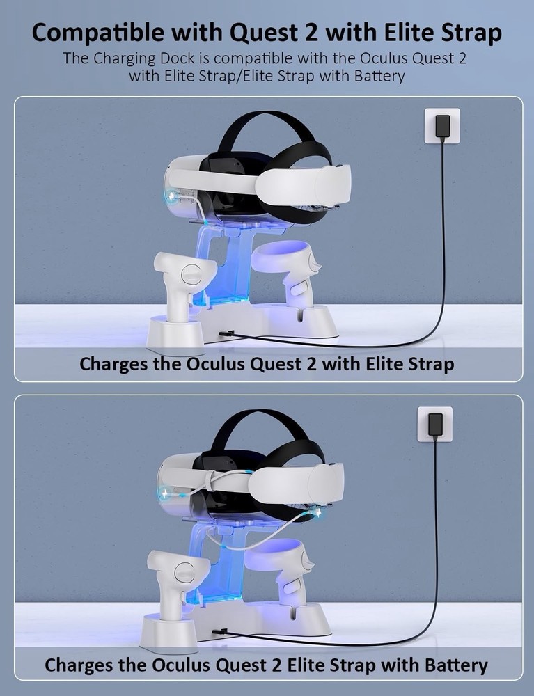NexiGo S20 Enhanced Charging Dock for Meta Oculus Quest 2 Headset Controller
