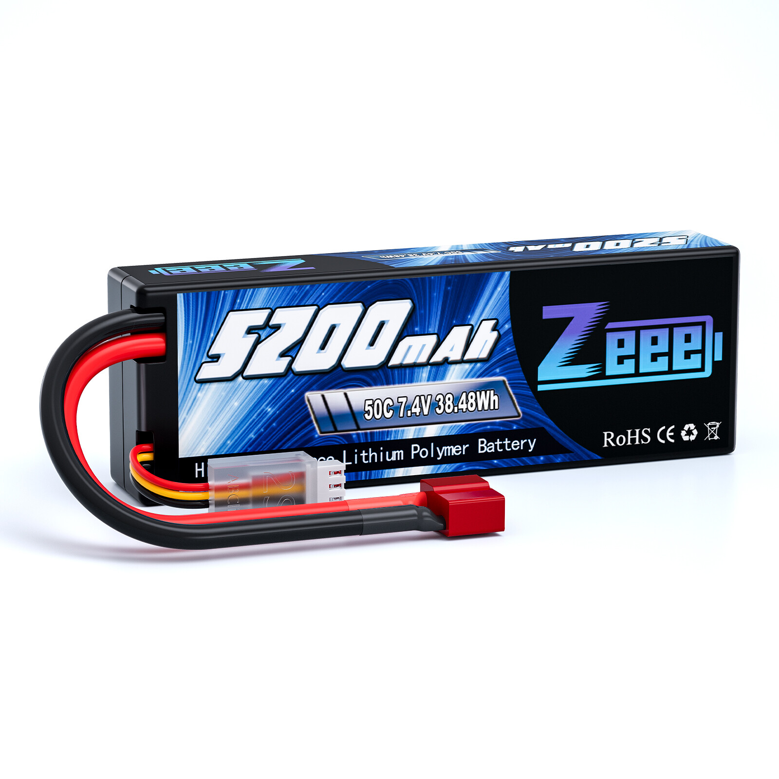 Zeee 2S Lipo Battery 5200mAh 7.4V 50C T Plug for RC Car Truck Heli Airplane Boat