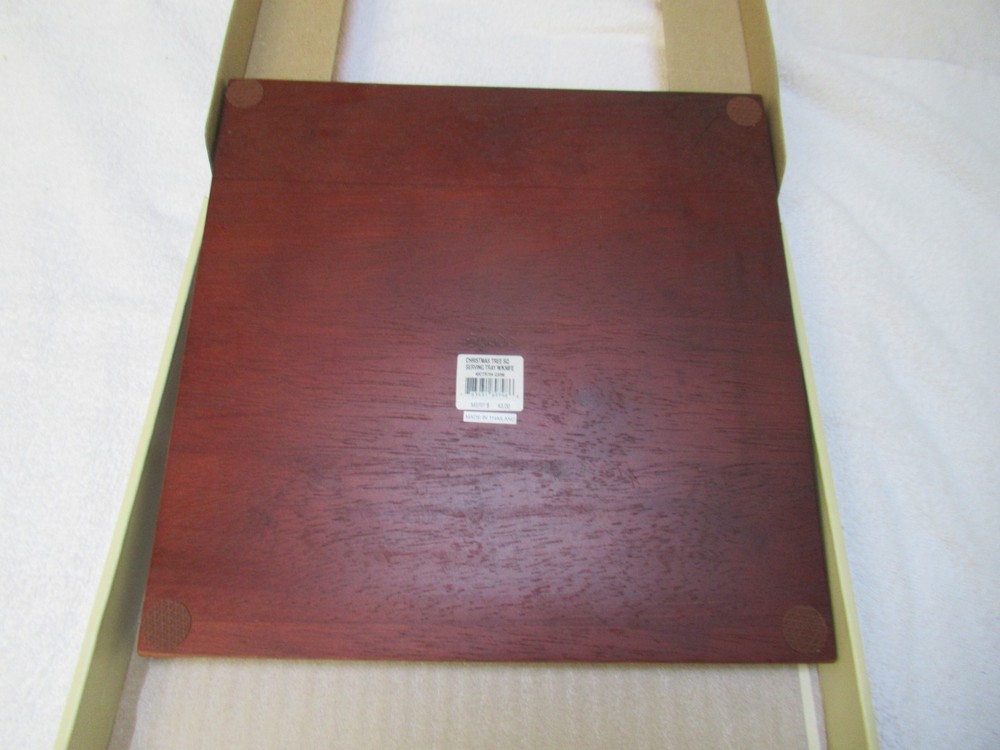 Spode Christmas tree design wooden & tile square cracker & cheese tray