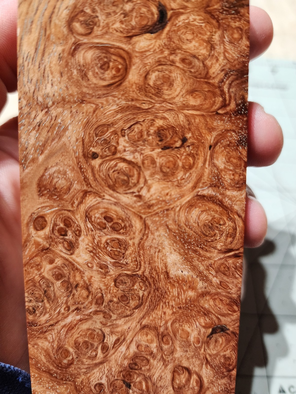 Stabilized Afzelia Burl Knife Blank Block, 5 X 2 X 1"