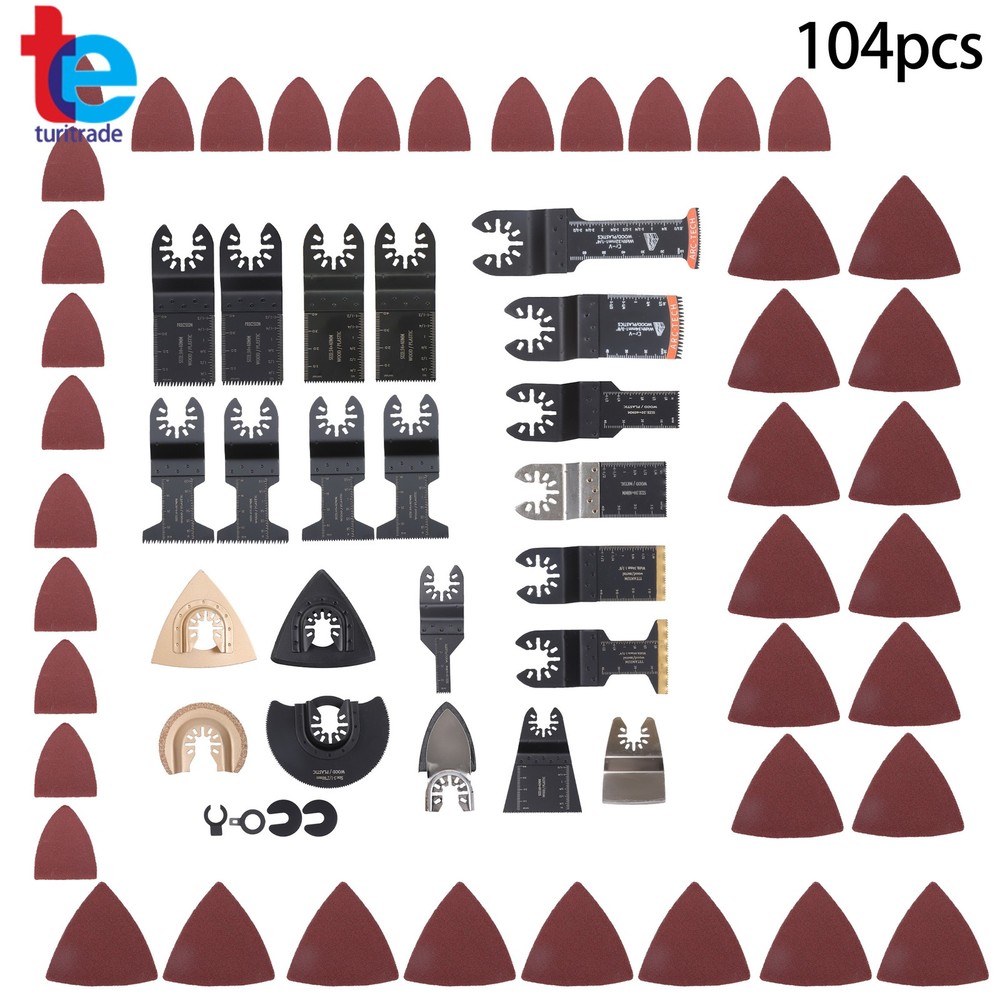 104 PCS Multitool Cutting Blades Kit Quick Release Oscillating Saw Blades