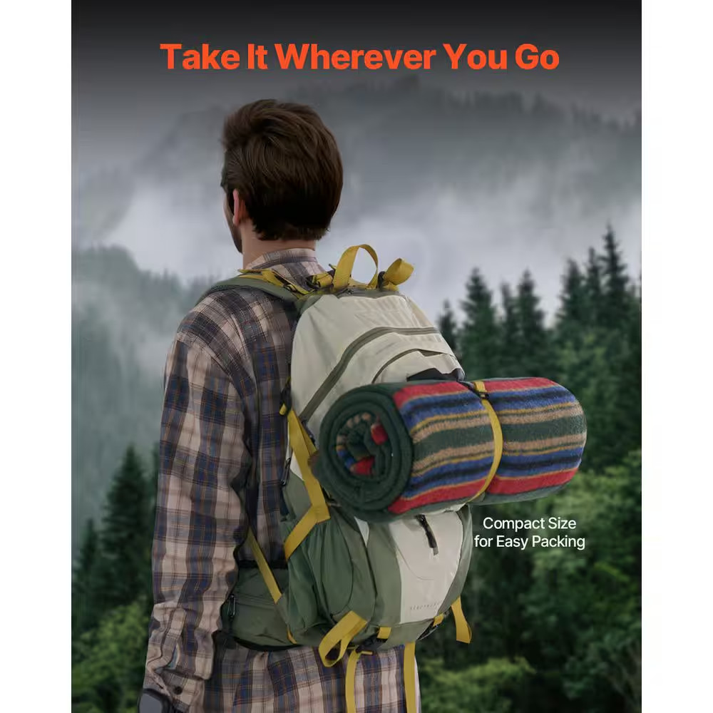 Wool Camping Blanket, Large Warm Stadium Blanket, Waterproof & Windproof, Flame