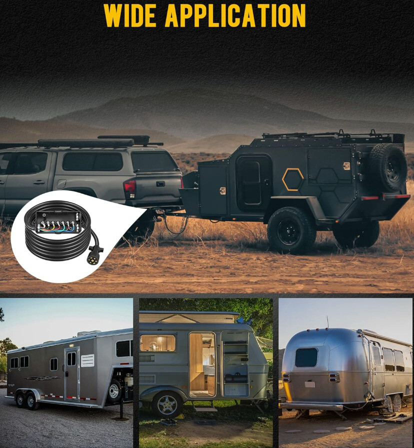 7-Way Trailer Plug 7 Pin Trailer Weatherproof Trailer Wiring Harness Connector