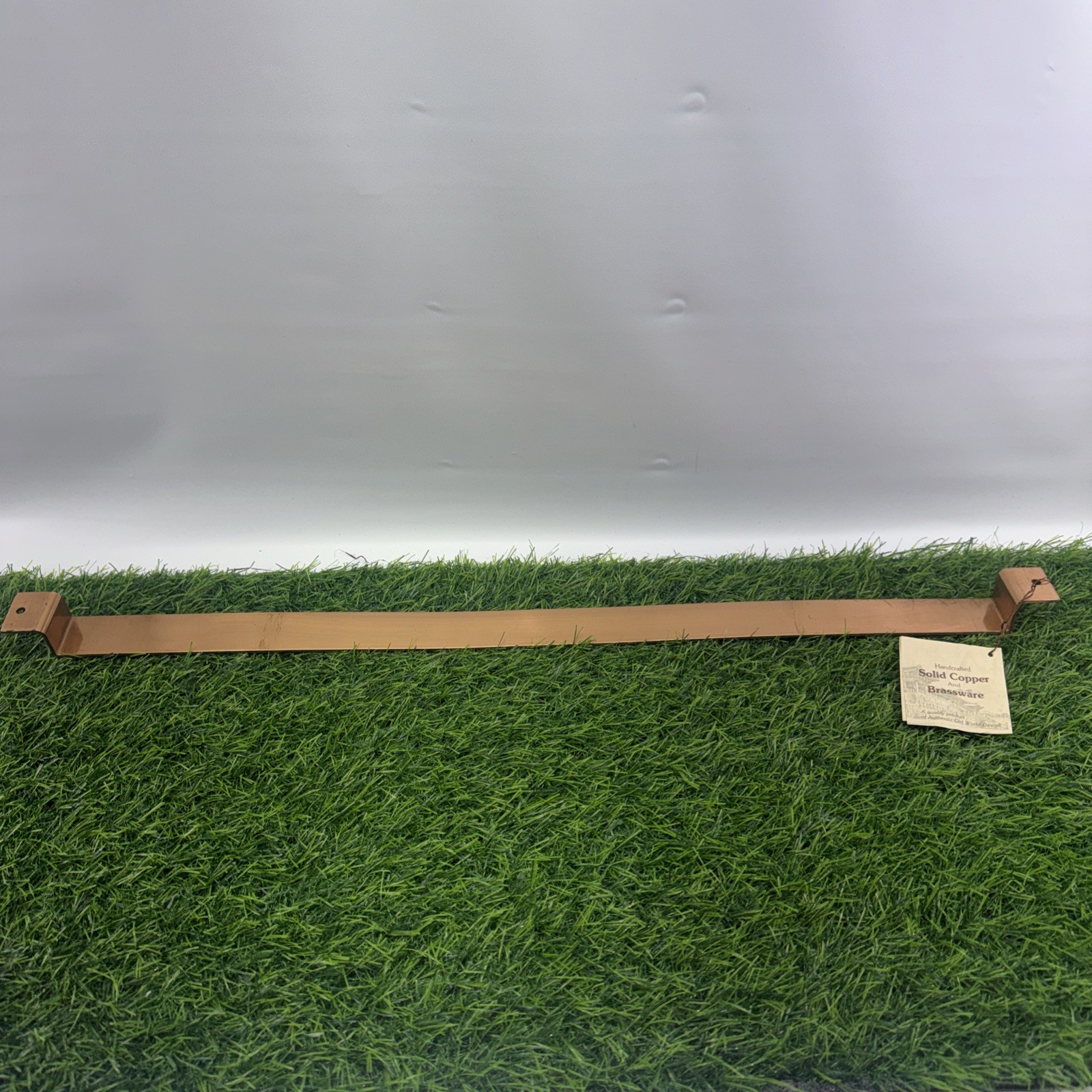 Vintage Solid Copper 24” Utensil Rack Korea Brass Tone Hooks Wall Scuffed NOS
