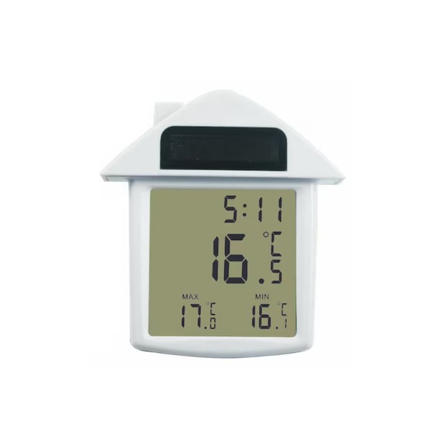 AcuRite Solar Window Thermometer with Clock – Digital Display 775CASBL