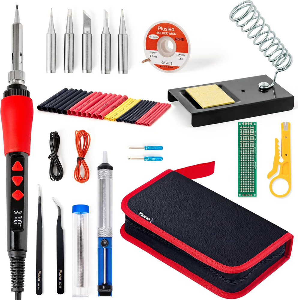 Soldering Iron Kit, 60W LED Display Digital Solder Pen, 5Pcs Replaceable Tips, 2